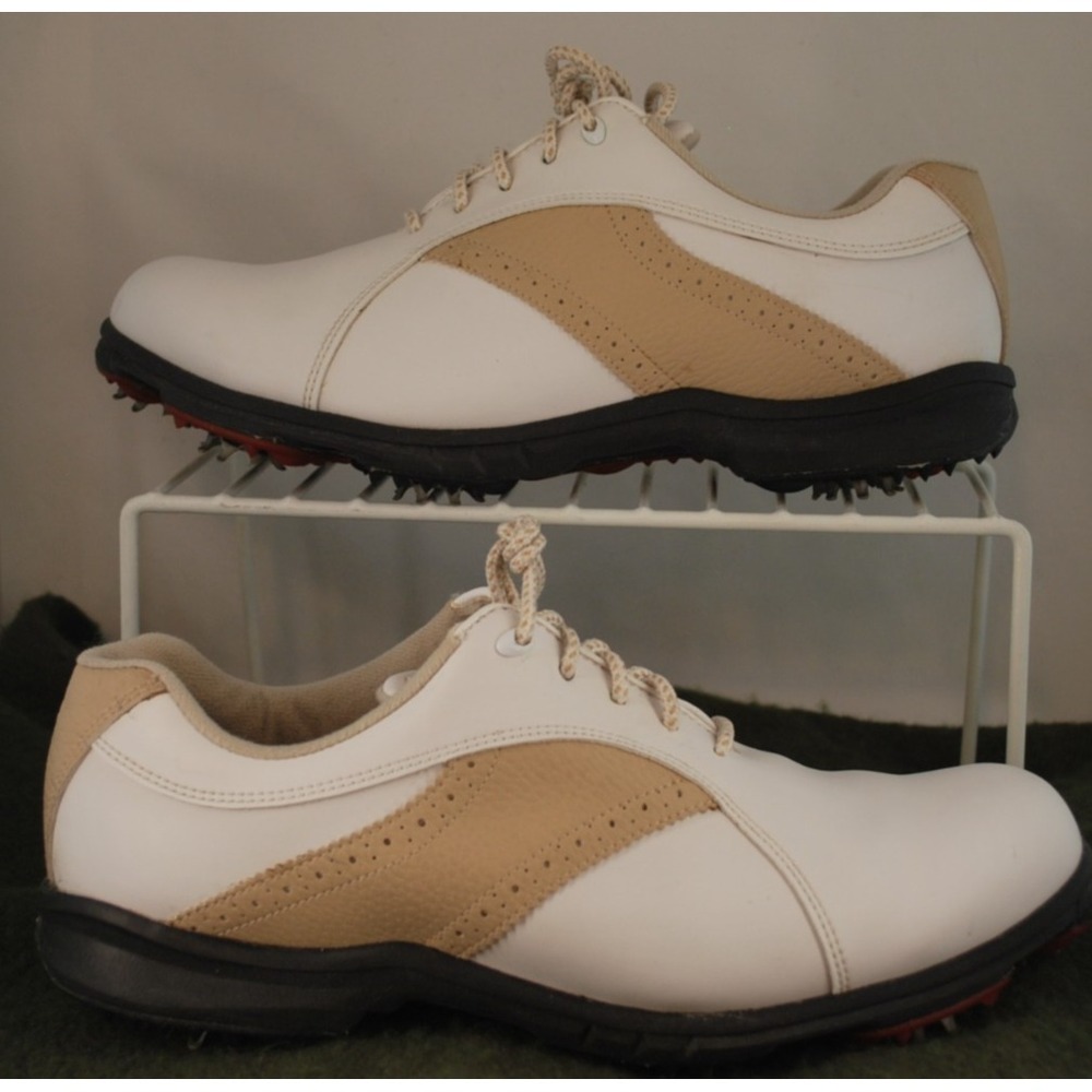 FootJoy FJ GreenJoys Women's Golf Shoes Cleats White Tan Size 10M - Picture 2 of 8